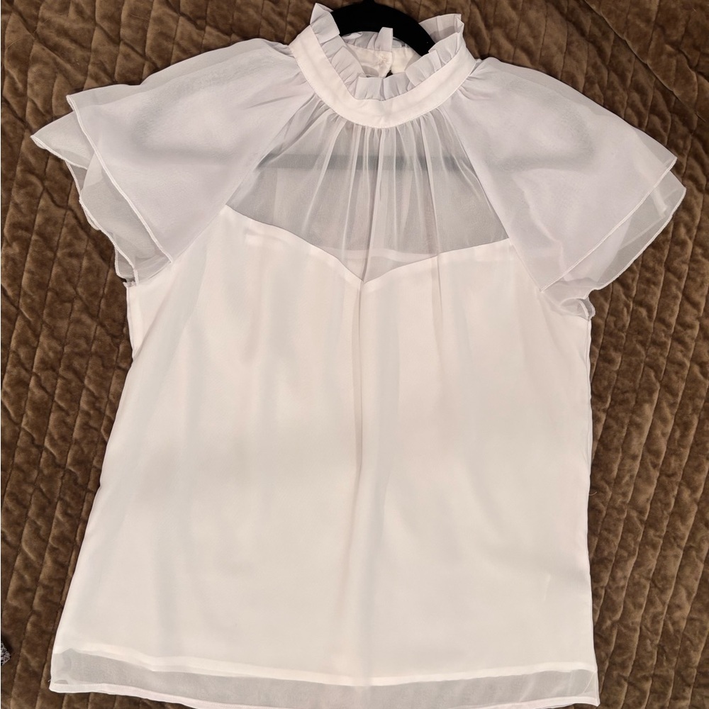 Elegant White Women's Top Size L - Picture 3 of 6